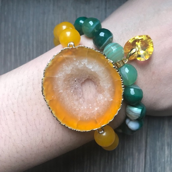 Jewelry - Natural Agate bracelets with crystal Swarovski